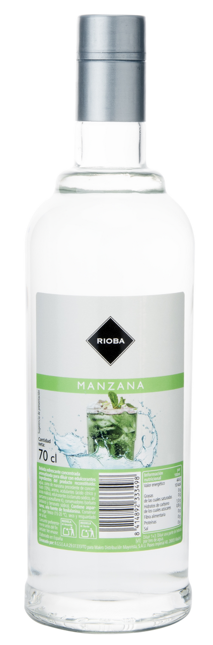 RIOBA licor sin alcohol sabor manzana botella 70 cl