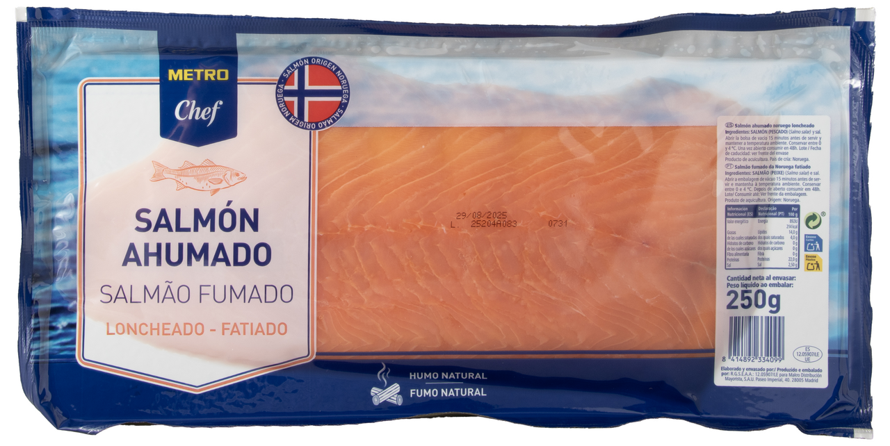 METRO Chef salmón ahumado skin pack 250 gr