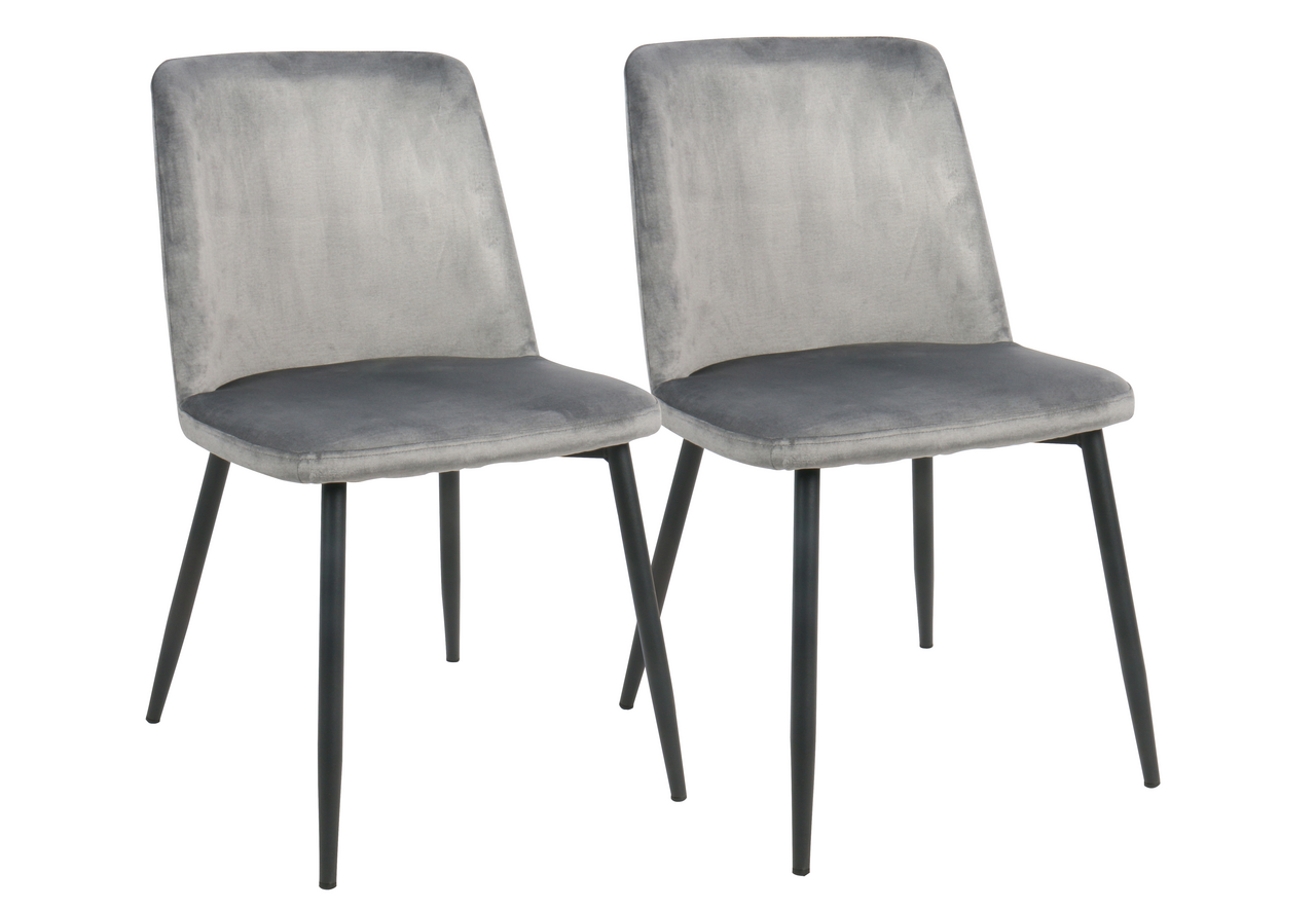 METRO PROFESSIONAL set de 2 sillas de comedor de color azul oscuro tapizado de espuma y terciopelo de 58 x 50 x 83 cm