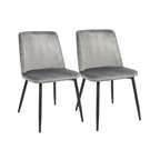 METRO PROFESSIONAL set de 2 sillas de comedor de color azul oscuro tapizado de espuma y terciopelo de 58 x 50 x 83 cm