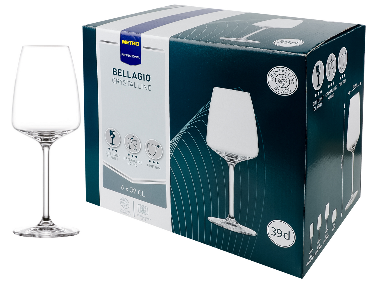 METRO PROFESSIONAL copa de vino bellagio de 39 cl contiene 6 unidades