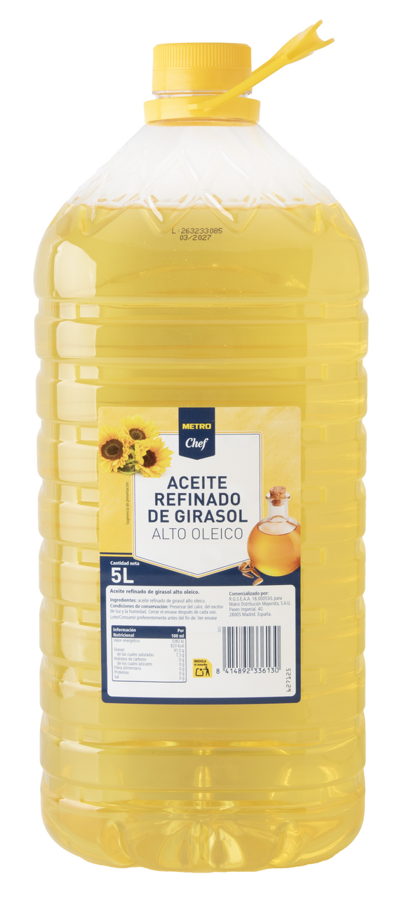 METRO Chef Aceite girasol alto oléico 5 Litros