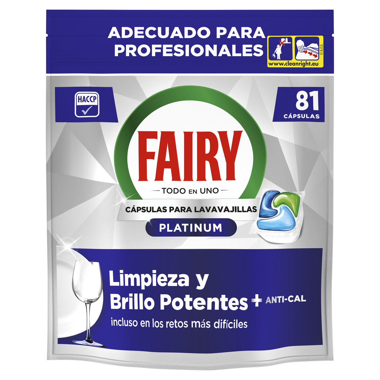 FAIRY lavavajillas platinum contiene 81 cápsulas