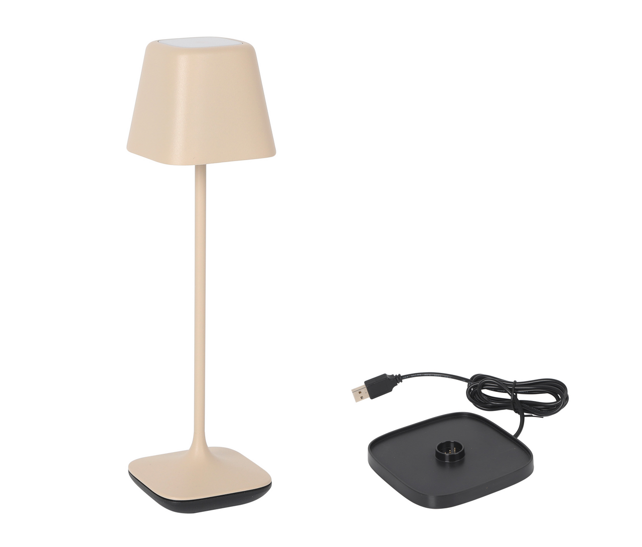 Lampara cuadrada beige y crg. Yttriya 6.8x6.8x25cm