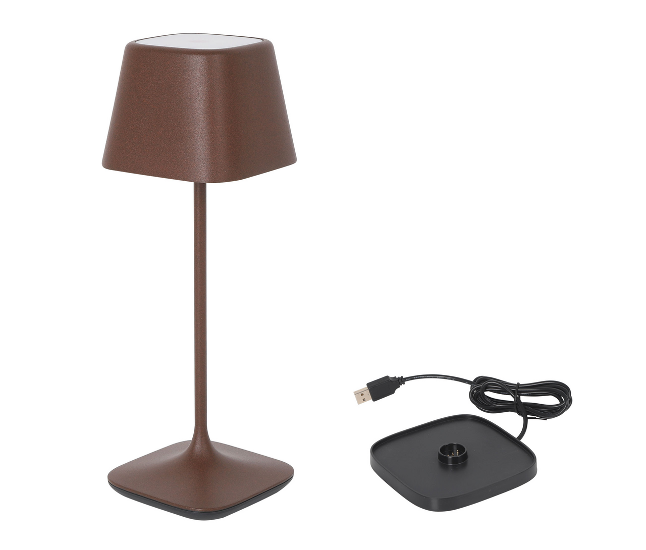 Lampara corten y cargador yttriya 10.3x10.3x30cm