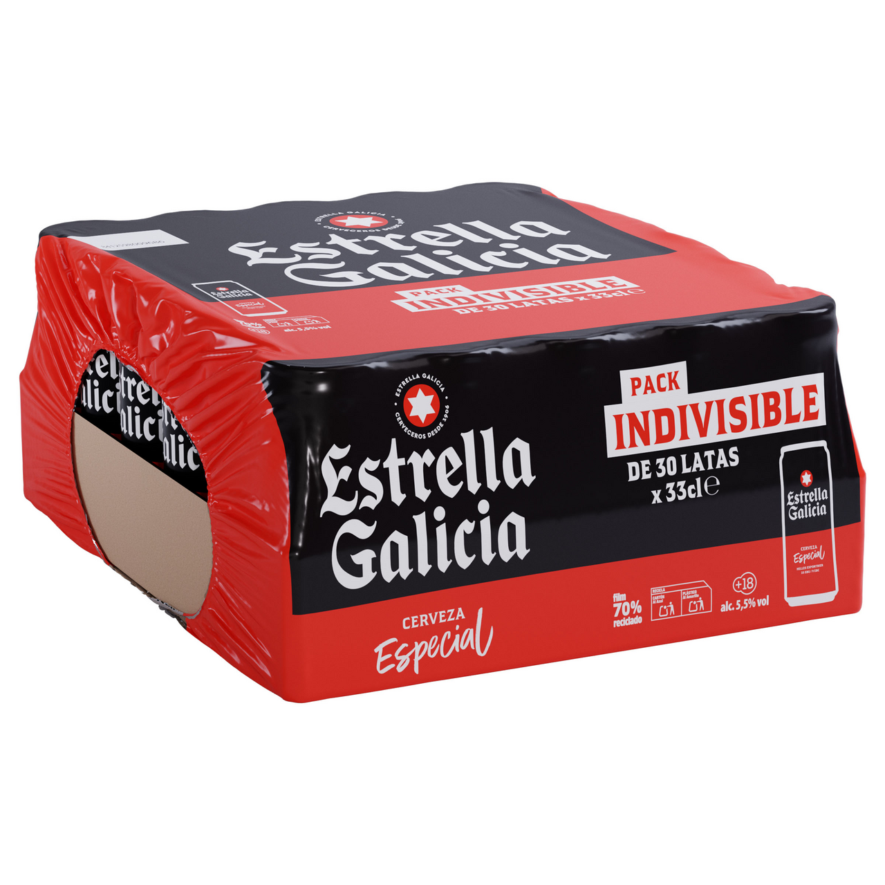 Estrella Galicia cerveza especial pack indivisible 30 latas de 33 cl