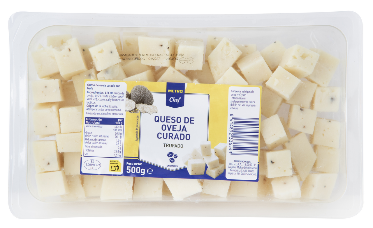 METRO Chef queso oveja curado con trufa en dados bandeja 500 g