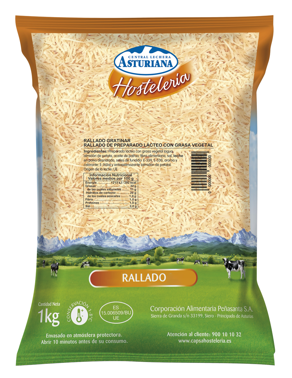 Central Lechera Asturiana Queso rallado gratinar hosteleria 1 kg