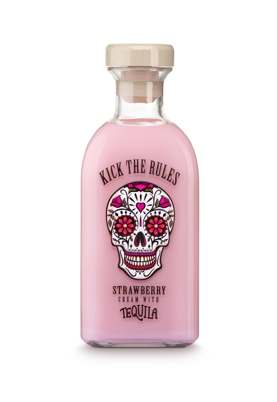KICK THE RULES crema de fresa con tequila 15º de 0,7 l pack