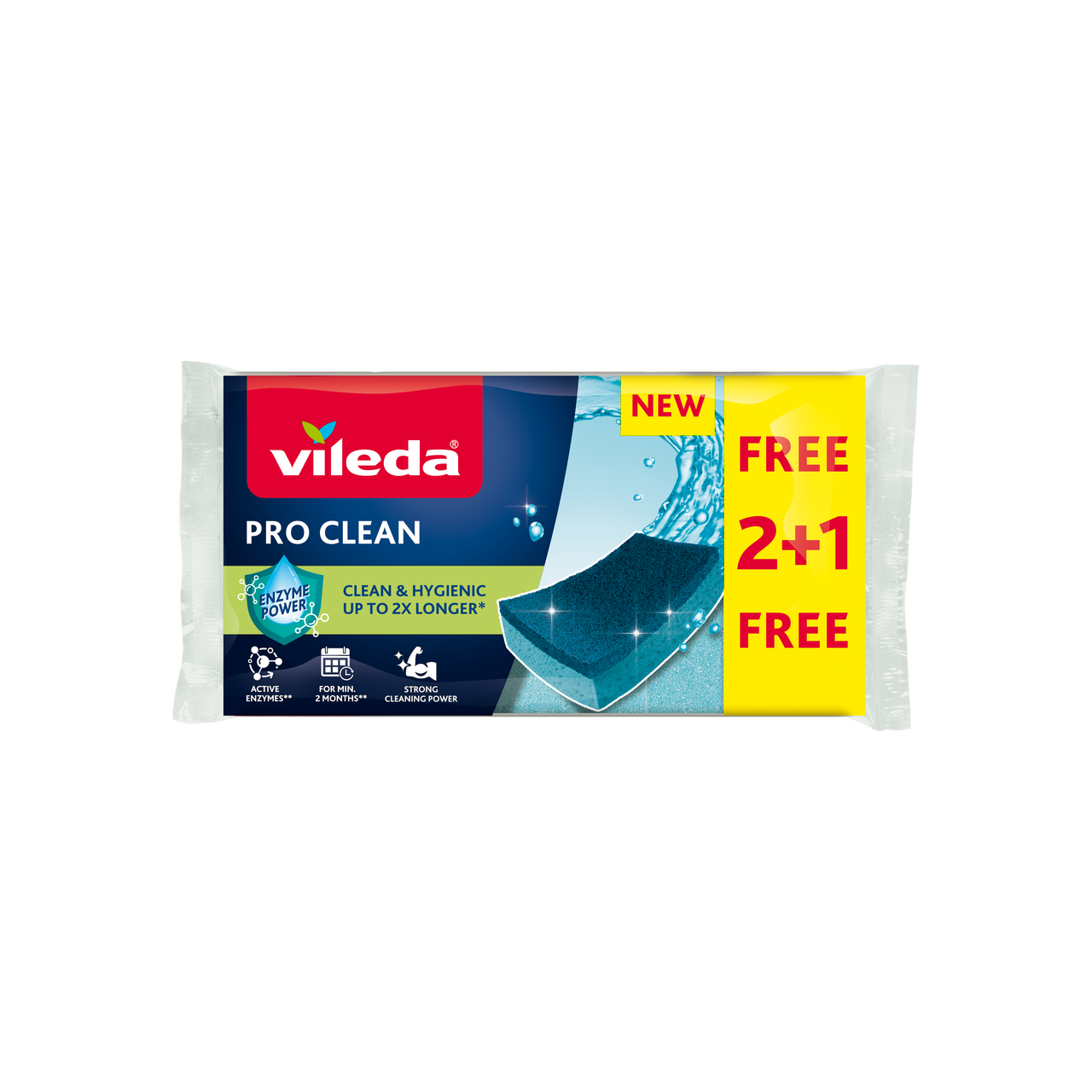 vileda Estropajo fibra con esponja proclean 2+1 unidades