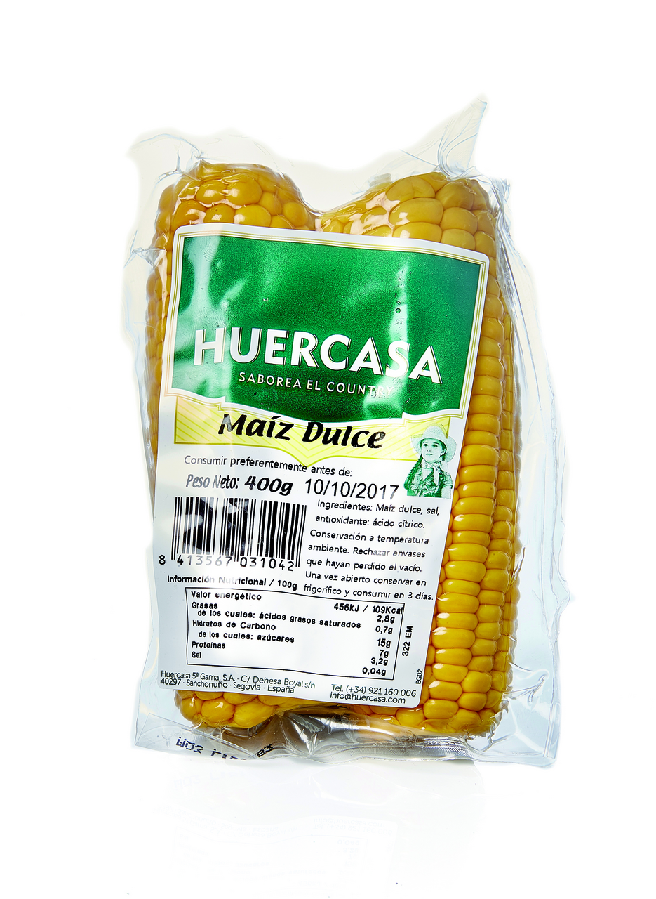 HUERCASA Maíz cocido dulce en tarrina 400g