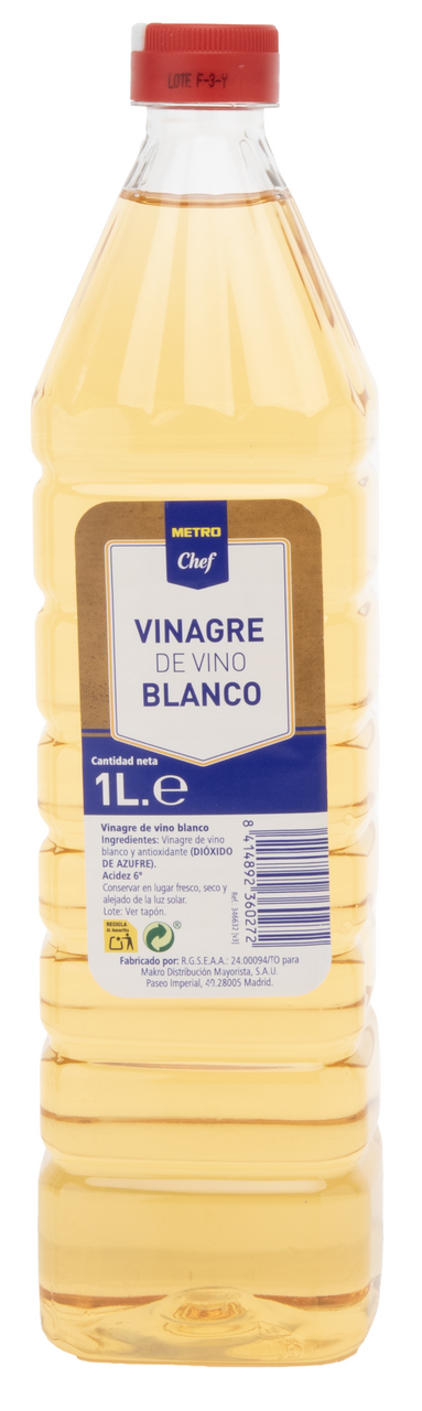 METRO Chef Vinagre de vino blanco en botella  6 ud. x 1 L