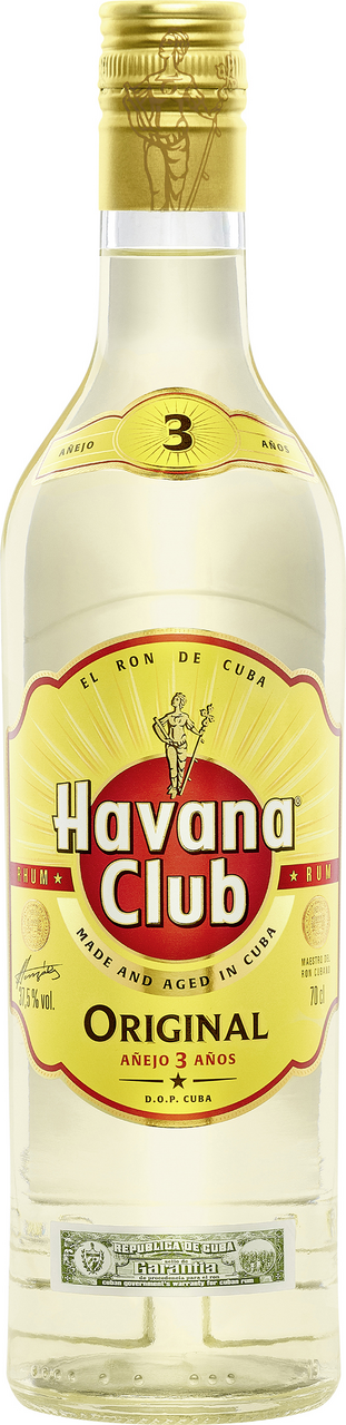 Havana Club ron 3 años blanco botella 70cl Alc. 37,5% vol.
