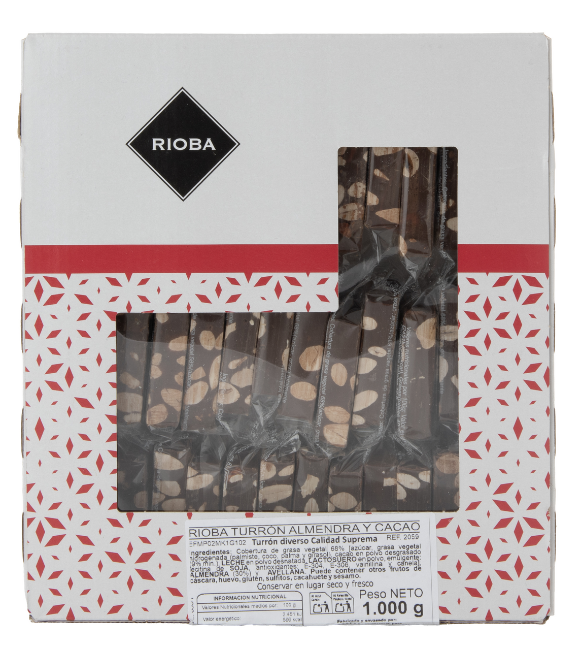 RIOBA turrón chocolate con almendras en porciones 1kg