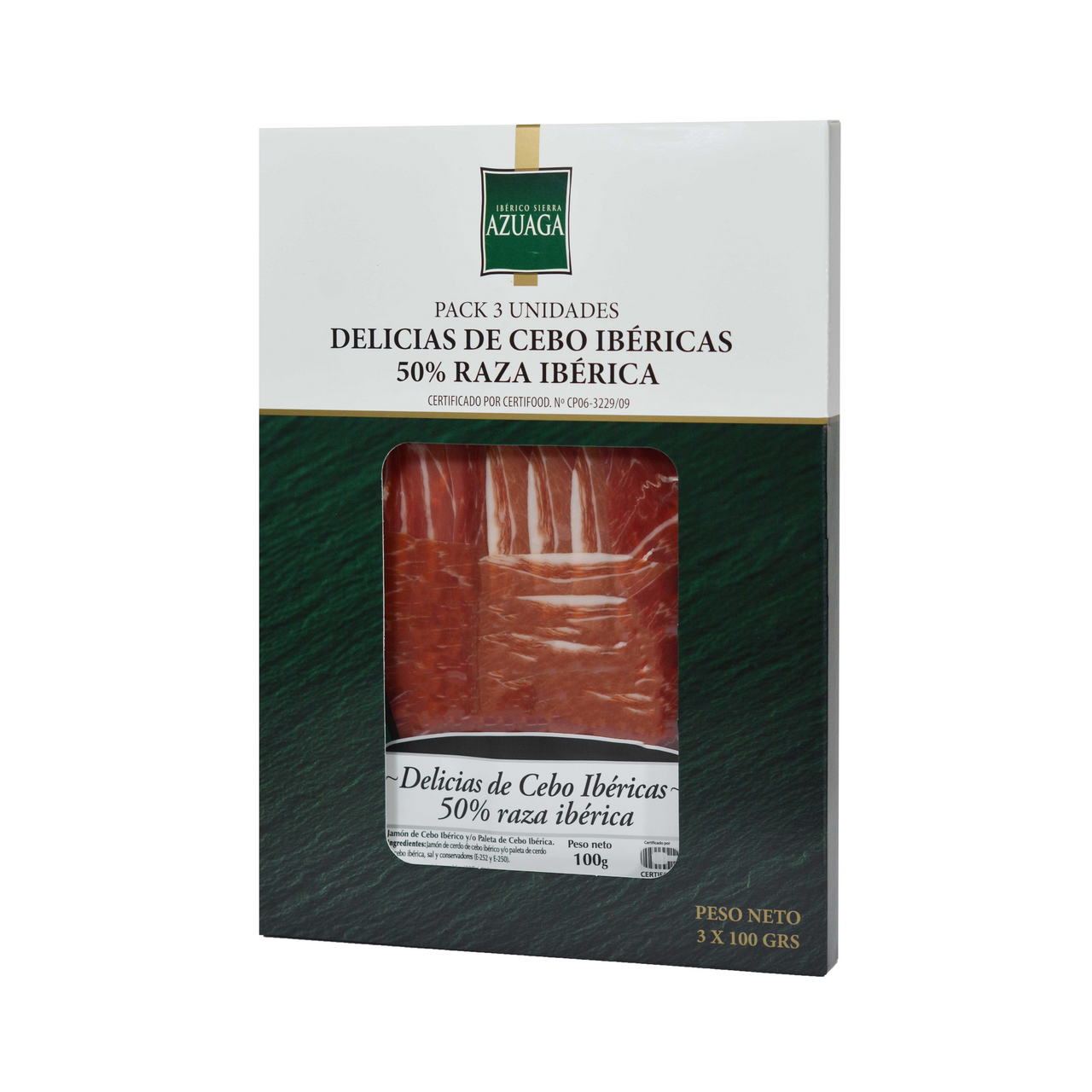 IBÉRICO SIERRA AZUAGA delicias jamón cebo 50% ibérico 100 g contiene 3 unidades (Total 300 g)