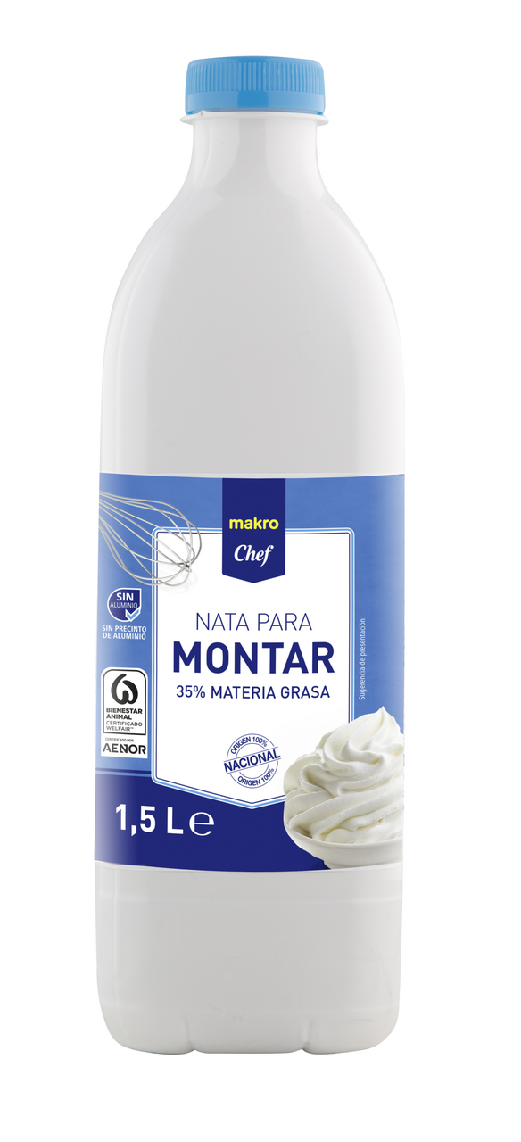 METRO Chef nata para montar 35% materia grasa  botella 1,5 L
