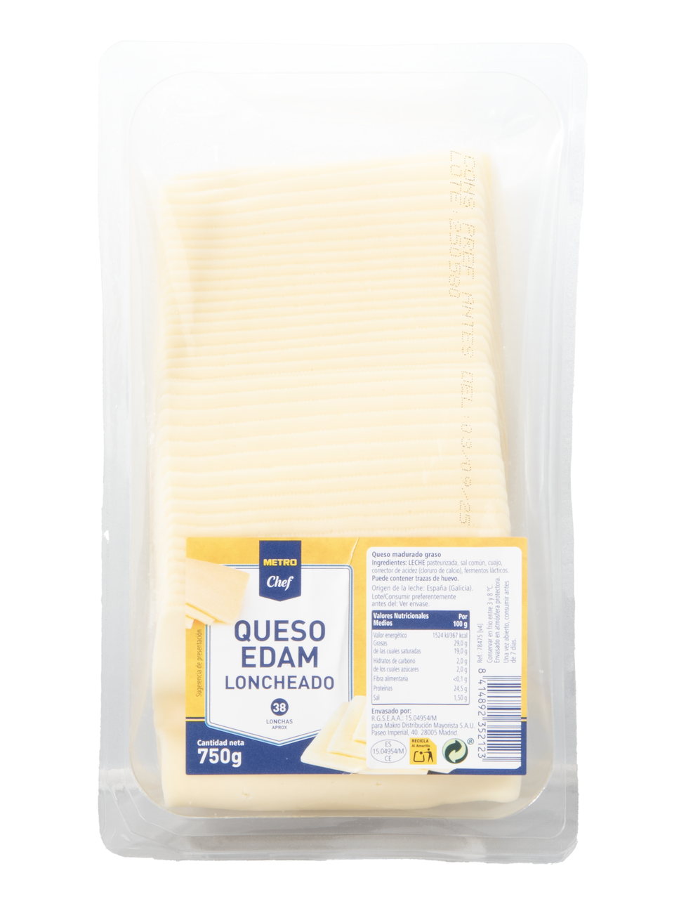 METRO Chef queso edam lonchas paquete 750 g