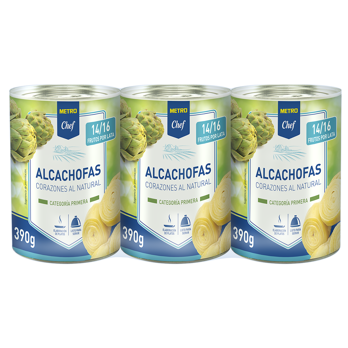 METRO Chef alcachofas 14/16 piezas lata 240gne contiene 3 unidades (340 g)