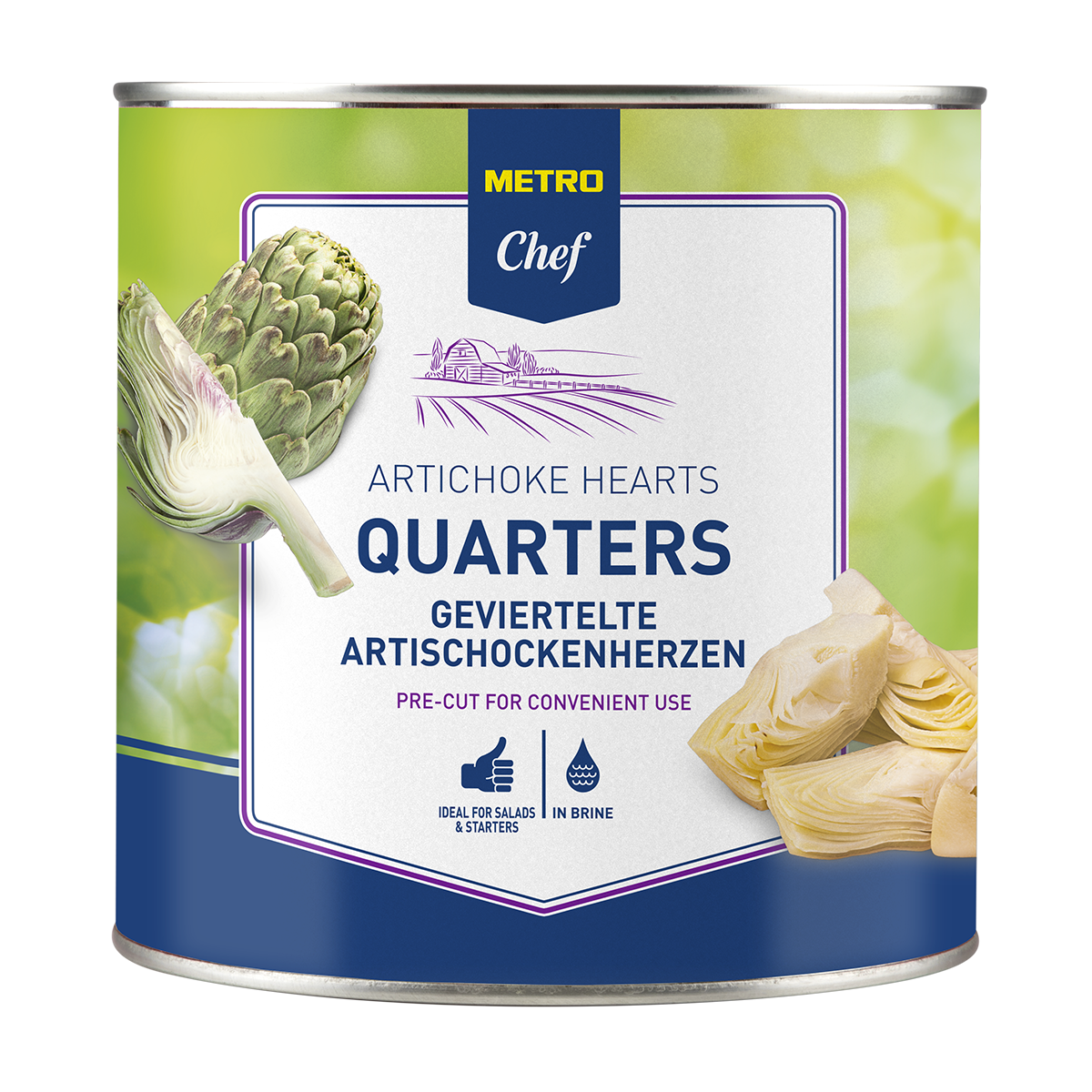 METRO Chef alcachofas troceadas al natural lata 1550gne (2500 g)