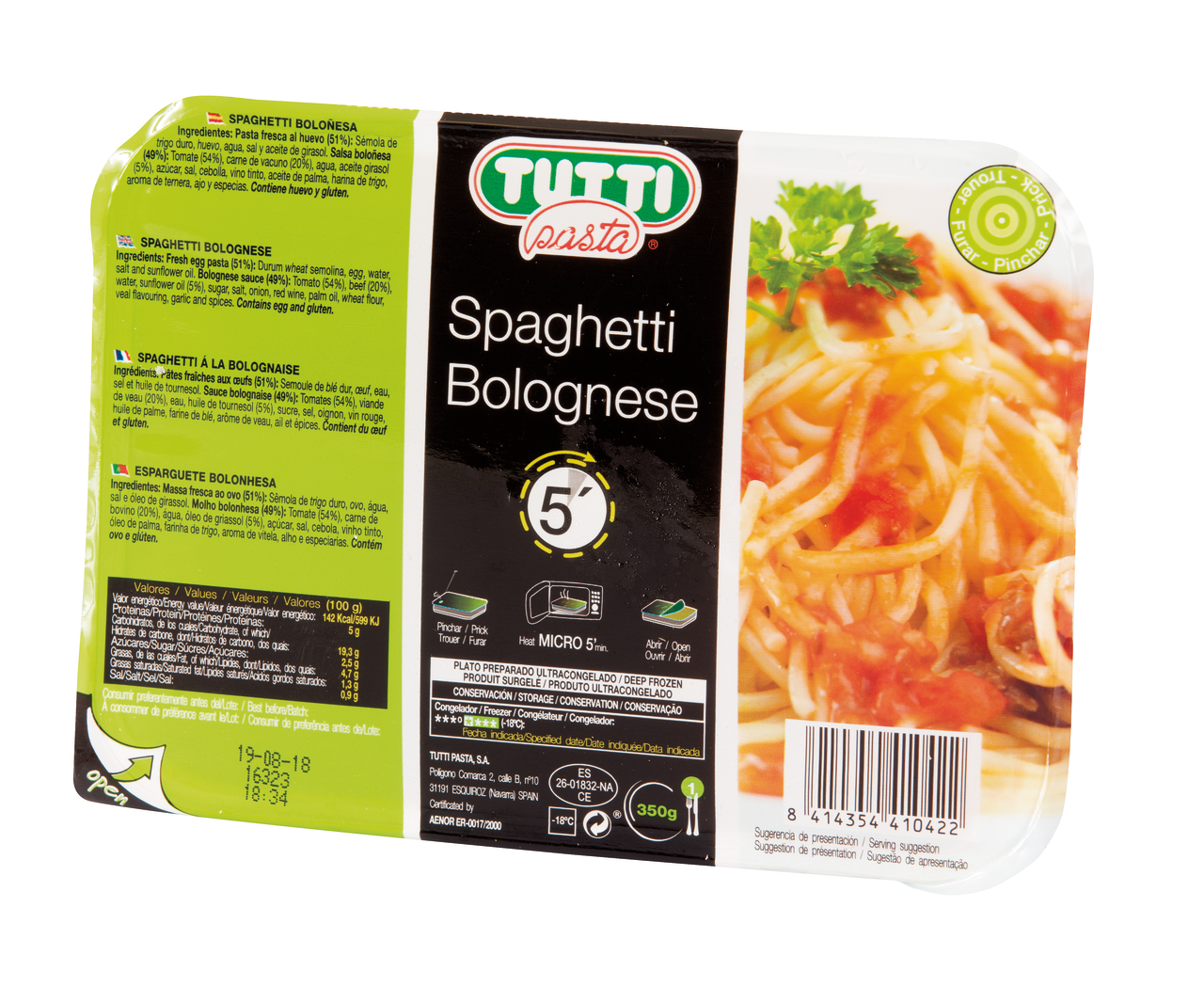 Tutti Pasta espagueti boloñesa 350g