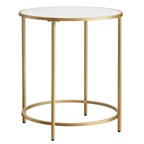 Petite table ronde table d'appoint bout de canapé dessus en panneaux cadre en métal doré table de chevet montage facile pour salon chambre style mode