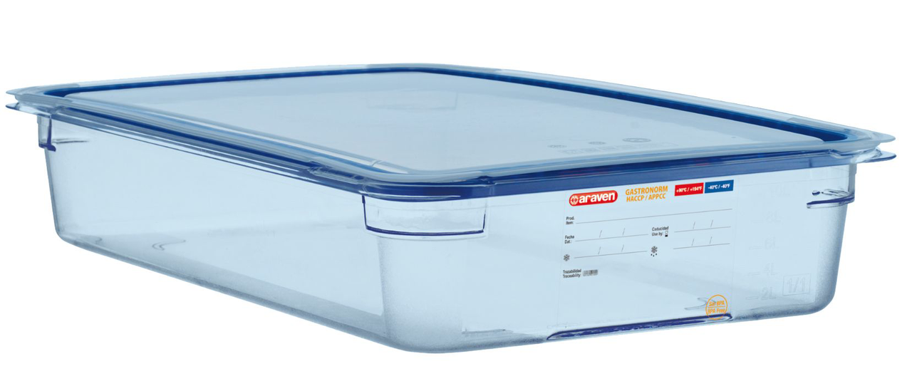 Araven Bac gastro ABS GN1/1 H.10 cm + couvercle