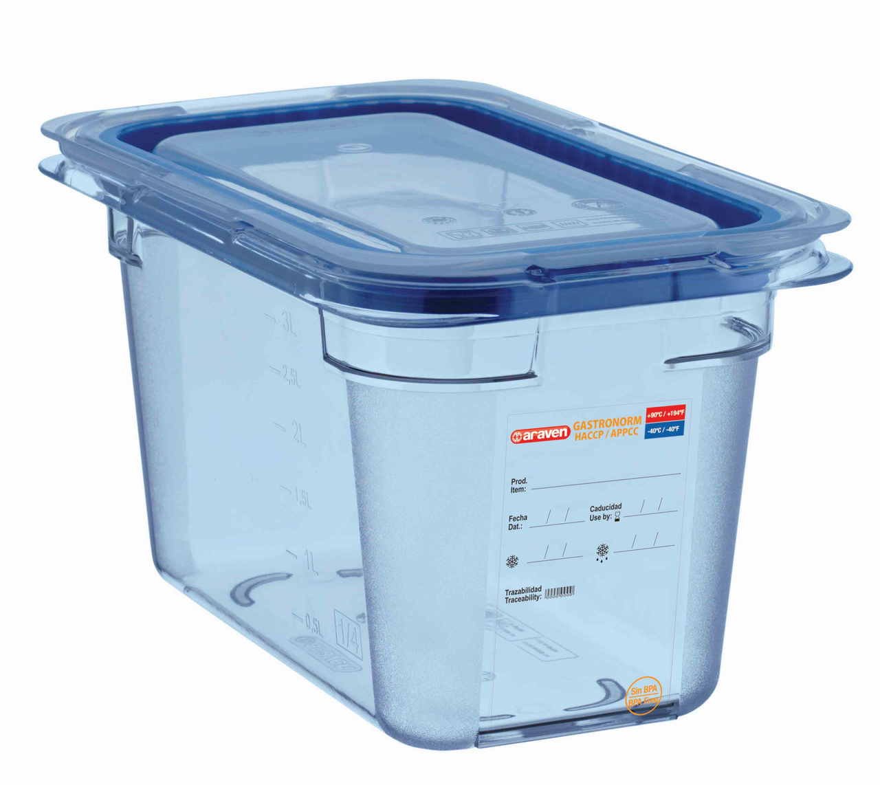 Araven Bac gastro ABS GN1/6 H.15 cm + couvercle
