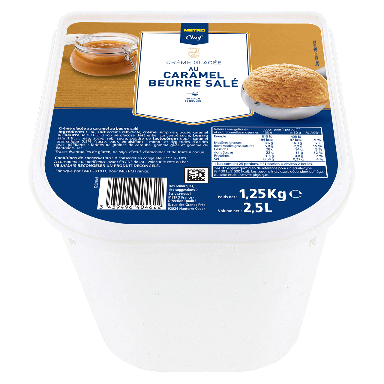 METRO Chef Crème glacée caramel beurre salé 2.5 L