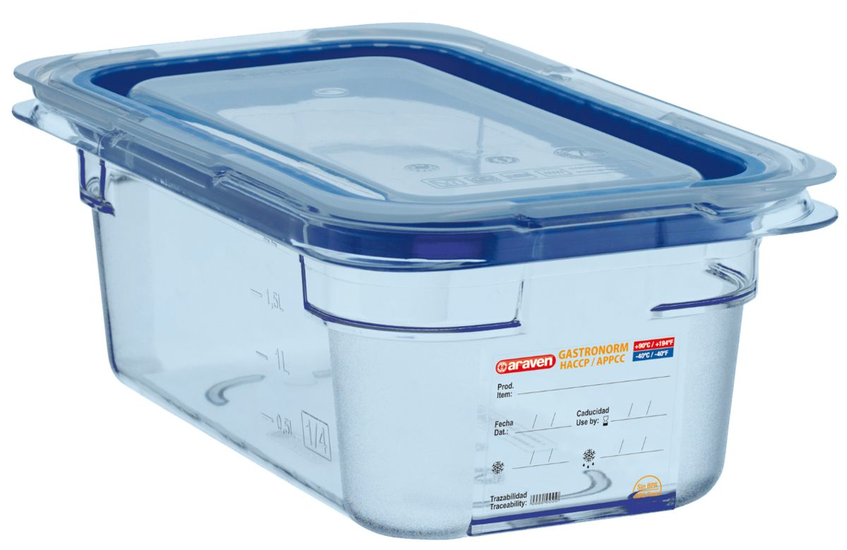 Araven Bac gastro ABS GN1/4 H.10 cm + couvercle