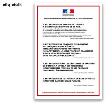 Pancarte adhésive Vente d'alcool A4