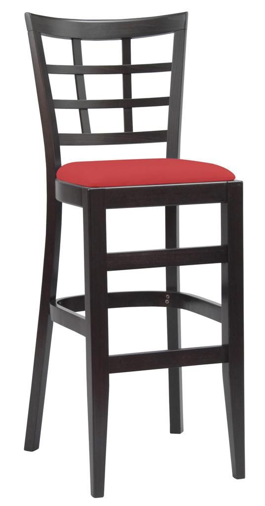 Chaise de bar haute Boston wengé assise rouge