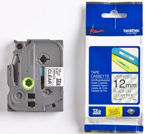 Ruban laminé noir / fond transparent TZe-131