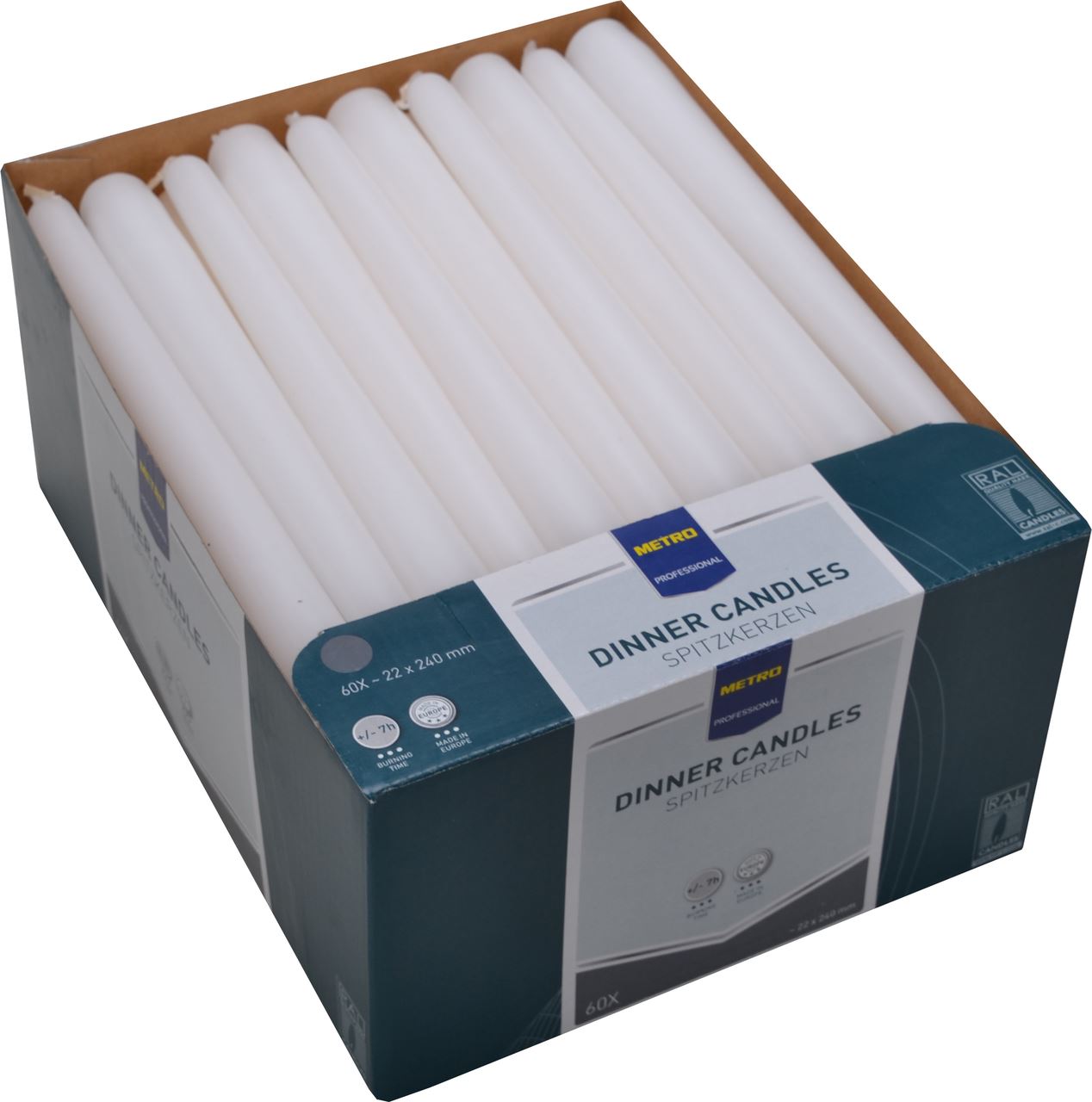 Bougie 2.2 x 24 cm blanc x 60