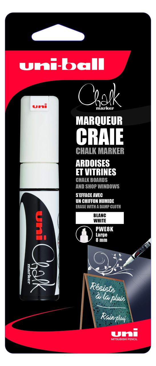 Marqueur craie pointe biseautée blanc