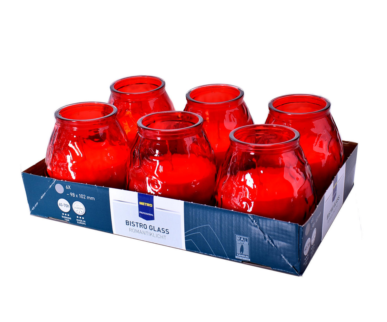 METRO PROFESSIONAL Verre Bistrot remplis de bougies rouge x 6