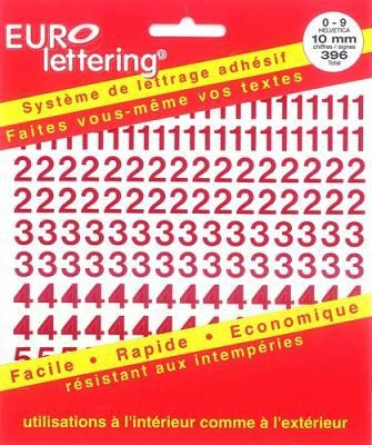 Chiffres adhésifs 1 cm rouge