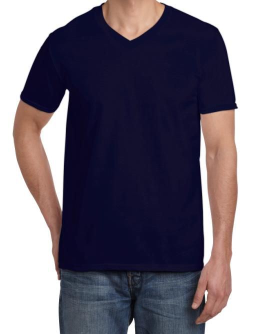 Tee-shirt manches courtes col V marine T.S