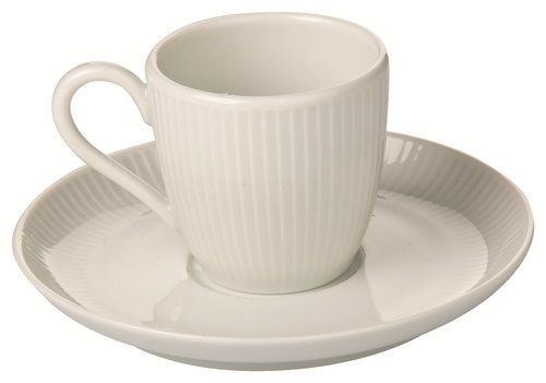 Tasse à café et sous-tasse porcelaine Plissé blanc 9 cl Pillivuyt