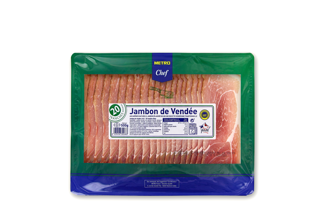 METRO Chef Jambon de Vendée 20 tranches fines 500 g