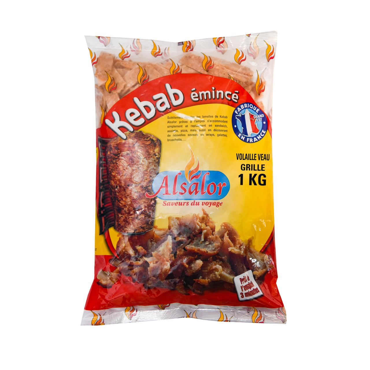 Alsalor Émincé kebab volaille veau grillé halal 1 kg