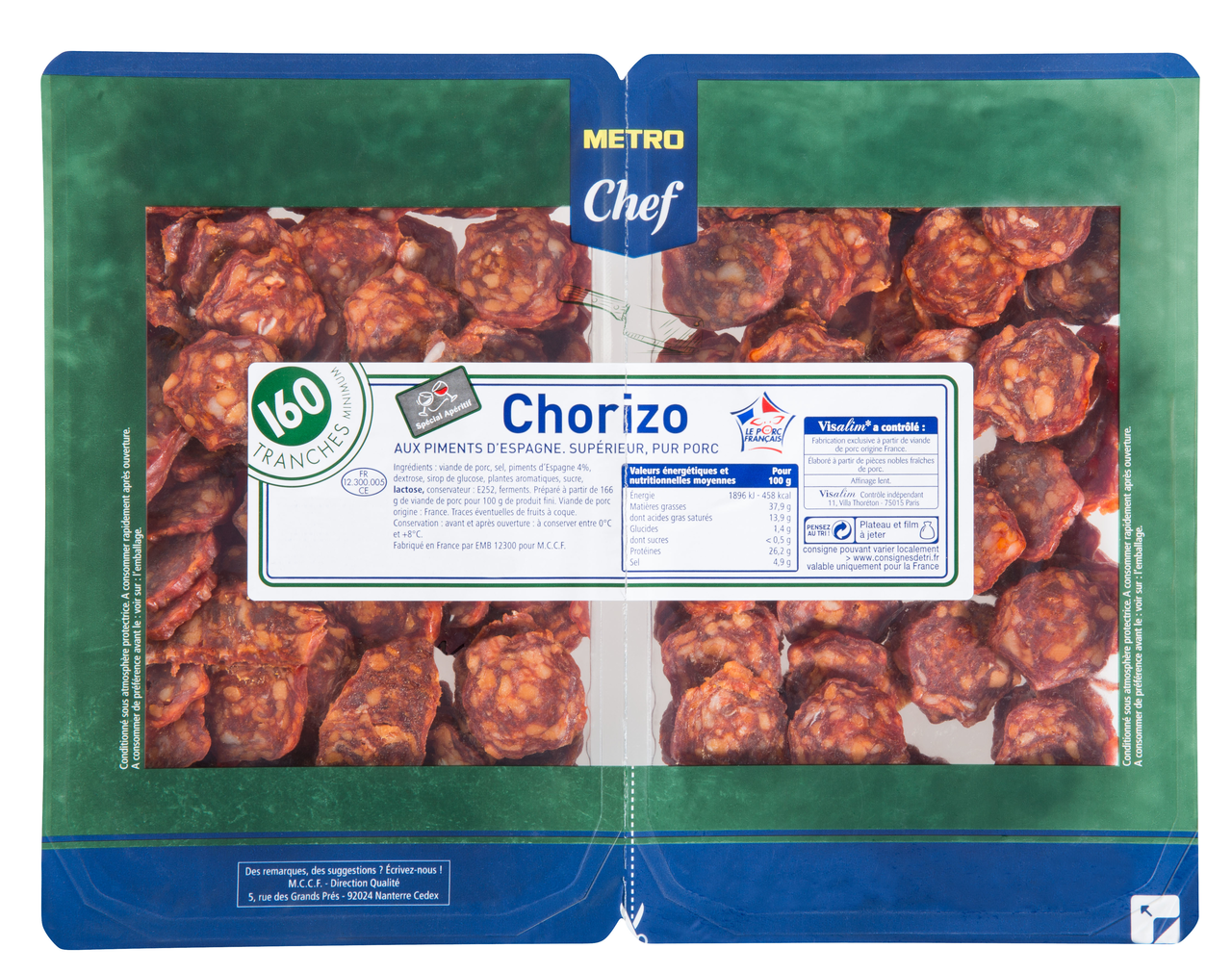 METRO Chef Chorizo aux 4 piments d'Espagne 2 x 250 g