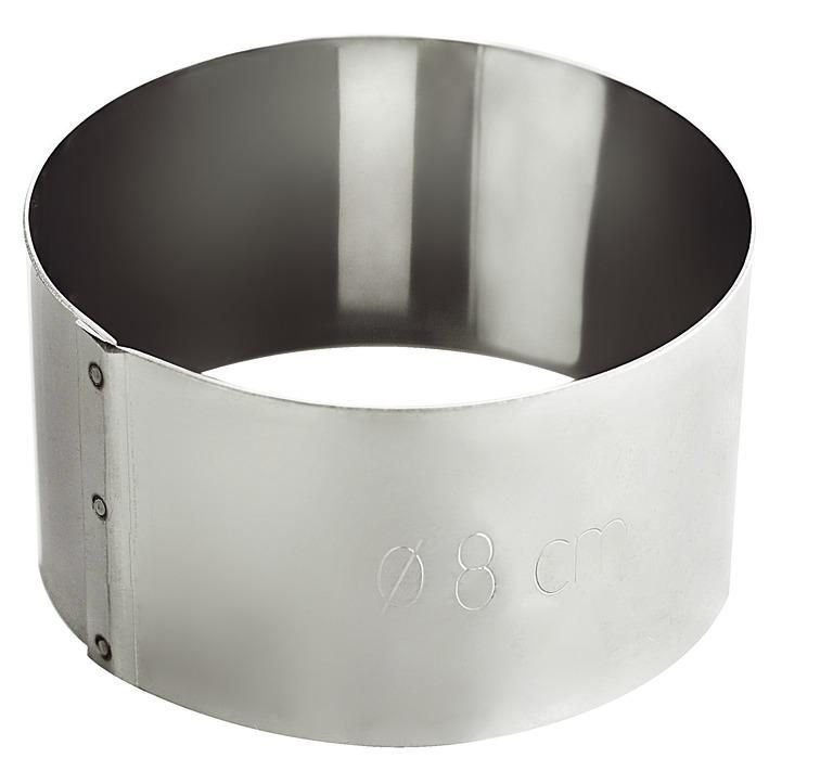 Cercle à mousse inox rond 8 cm H.4.5 cm x 12
