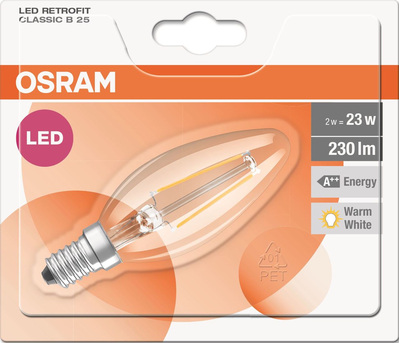 Ampoule Led flamme retrofit classic B25 2/23 W Osram