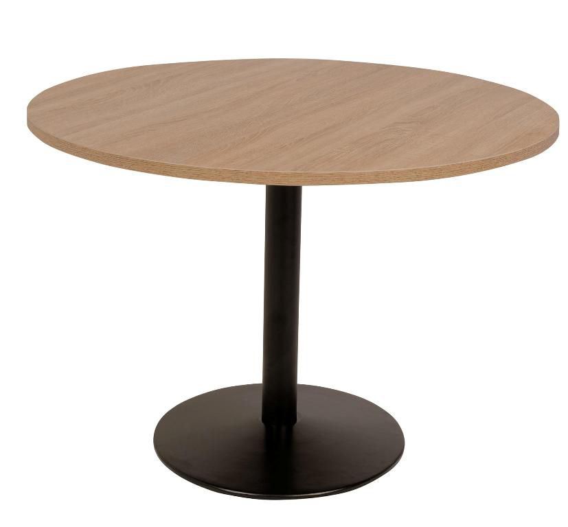 Table de restaurant ronde Lamidur chêne cérusé et noir 110 cm