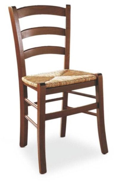 Chaise bistrot Venezia bois noyer assise paille