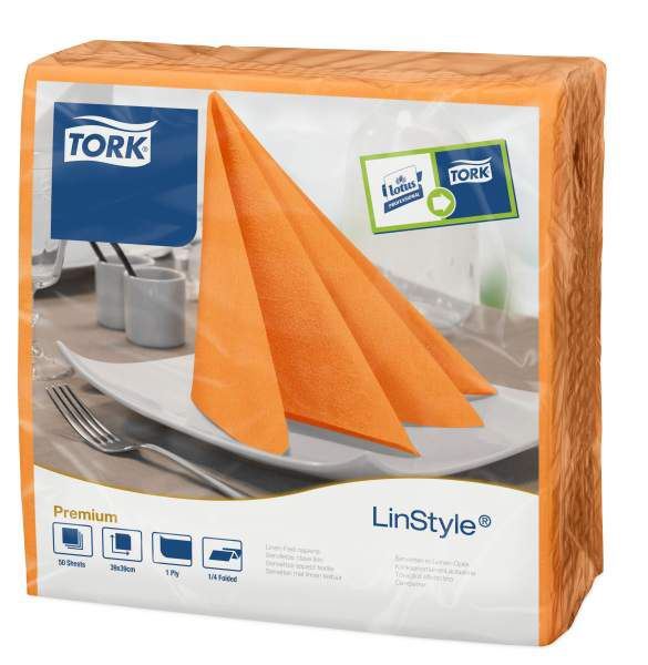 Serviette jetable Linstyle orange H.39 x L.39 cm x 50 Tork