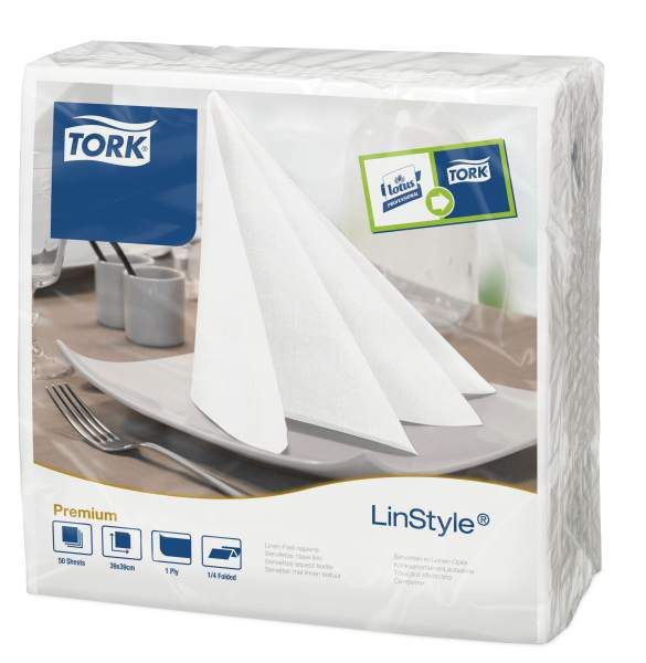 Serviette jetable Linstyle blanc H.39 x L.39 cm x 50 Tork