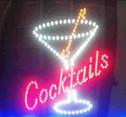 Enseigne lumineuse Cocktails Leds 40 x 40 cm