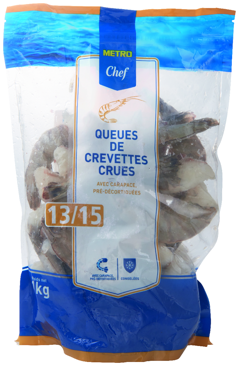 METRO Chef Queues de crevettes crues avec carapace pré-décortiquées 13/15 soit 1 kg