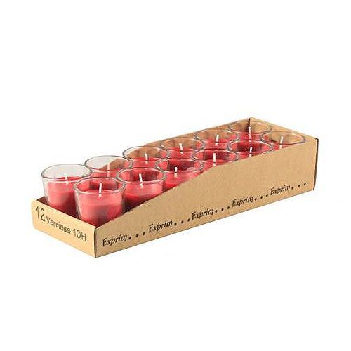Bougie dans verre rouge x 12